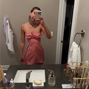 Beginnings Boutique Red Gingham Strapless Dress